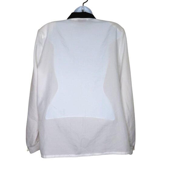 Vintage 80s Button-Up Blouse White Black Embroidery Collar Size 12 Western Style - Picture 12 of 12